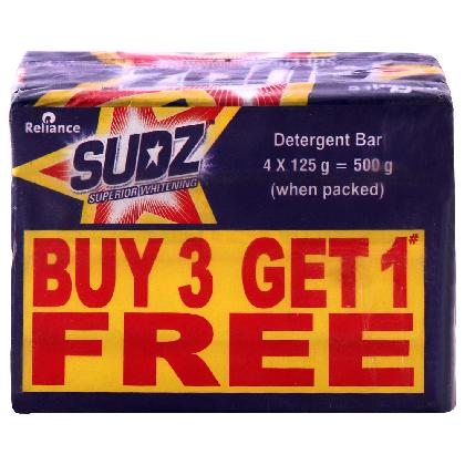Sudz Superior Whitening Detergent Bar 125 g (Buy 3 Get 1 Free)