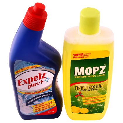 Expelz Plus Toilet Cleaner with Mopz Fresh Lime Surface Cleaner Combo Pack (500 ml + 500 ml)