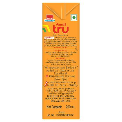 Amul Tru Orange Flavoured Milk 200 ml (Tetra Pak)