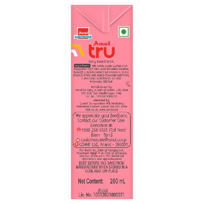 Amul Tru Lychee Flavoured Milk 200 ml (Tetra Pak)